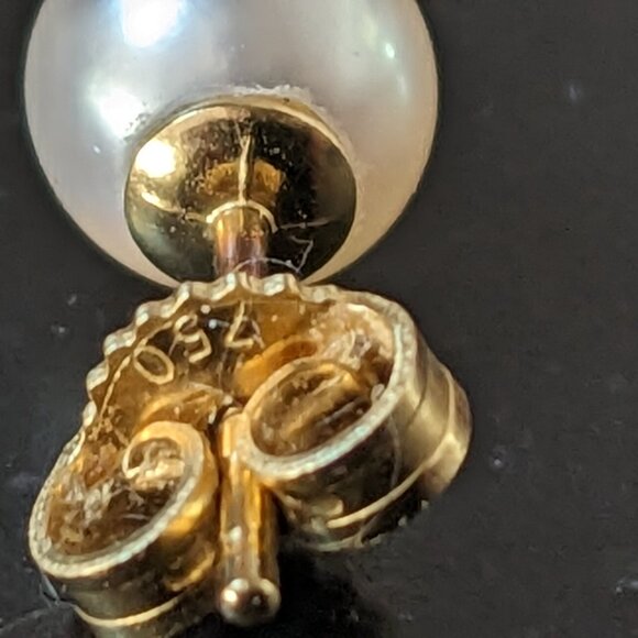 Mikimoto 18K Gold Pearl Earrings - Picture 6 of 7